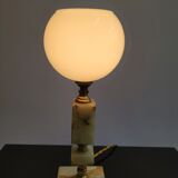 Onyx and brass lamp with opaline globe