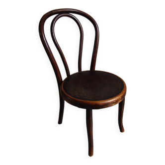 Antique curved wooden children's chair by Fischel, early 20th century.