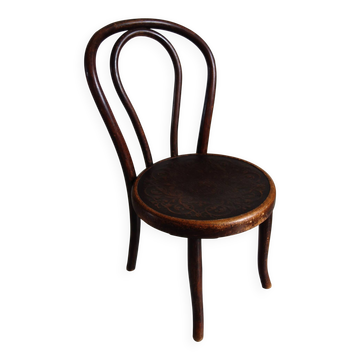 Antique curved wooden children's chair by Fischel, early 20th century.