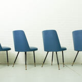 Ensemble de 4 chaises de salle à manger italiennes avec pieds en laiton, années 1950