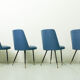 Set of 4 italian dining chairs with brass feet, 1950s