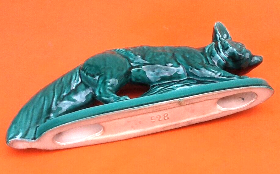 Art deco zoomorphic sculpture glazed ceramics n° 928 fox