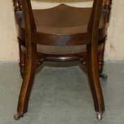 Chaise de capitaine victorienne en acajou et cuir
