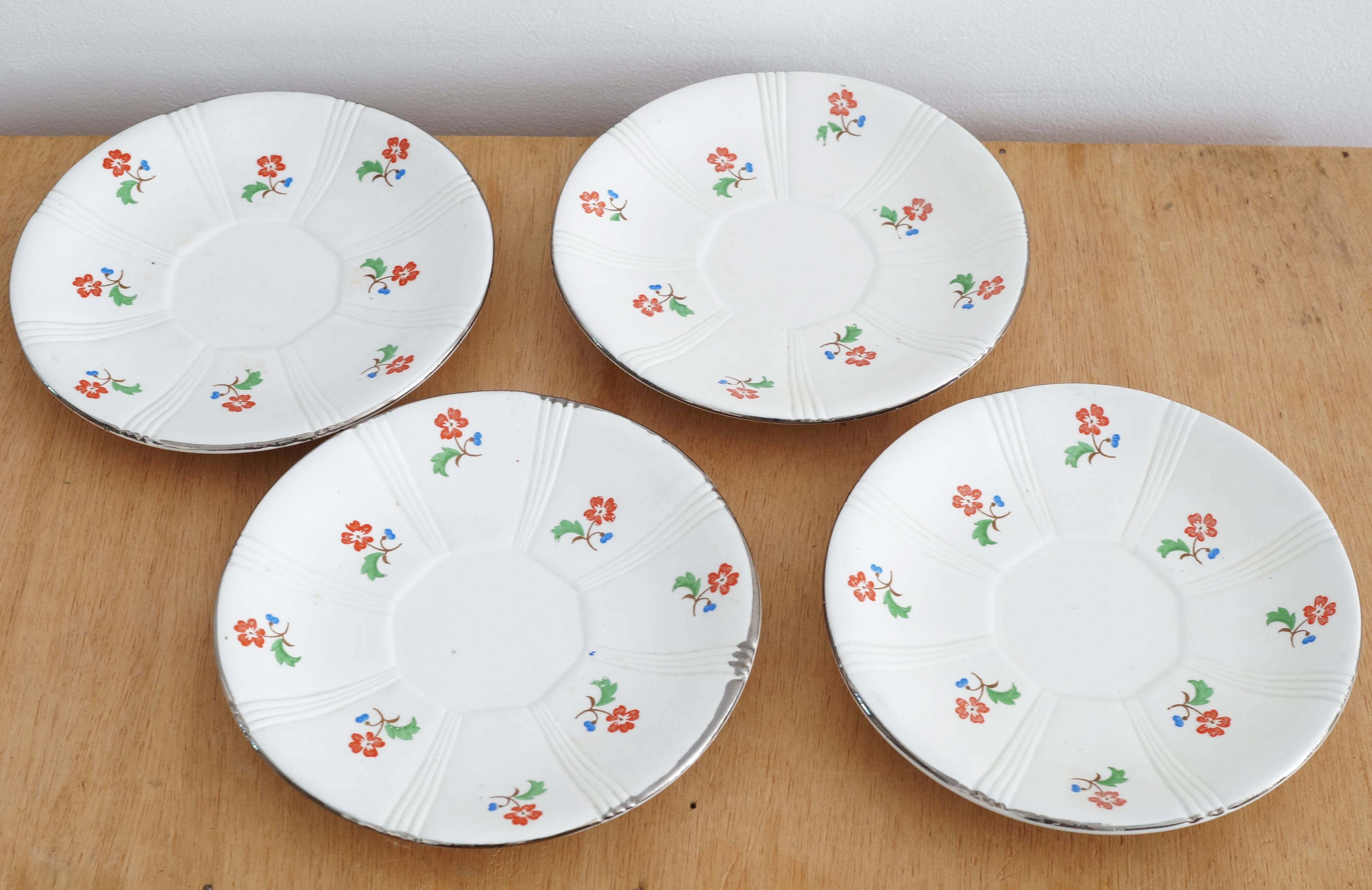 Service 4 cups and saucers Digoin Sarreguemines