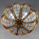 Flower hanging lamp in mother-of-pearl capiz and wicker
