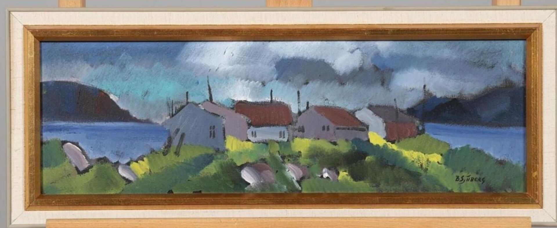 Original Swedish Oil On Panel – “Huts” By Bo Sjööberg