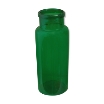 Large old jar in green blown glass