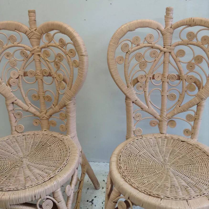 Pair of Peacock rattan chairs