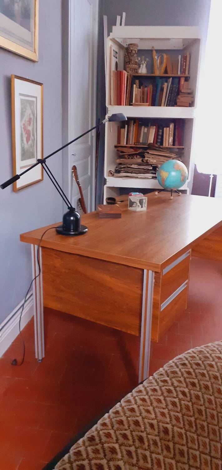 Lampe de bureau à balancier en métal noir, Italie années 1980