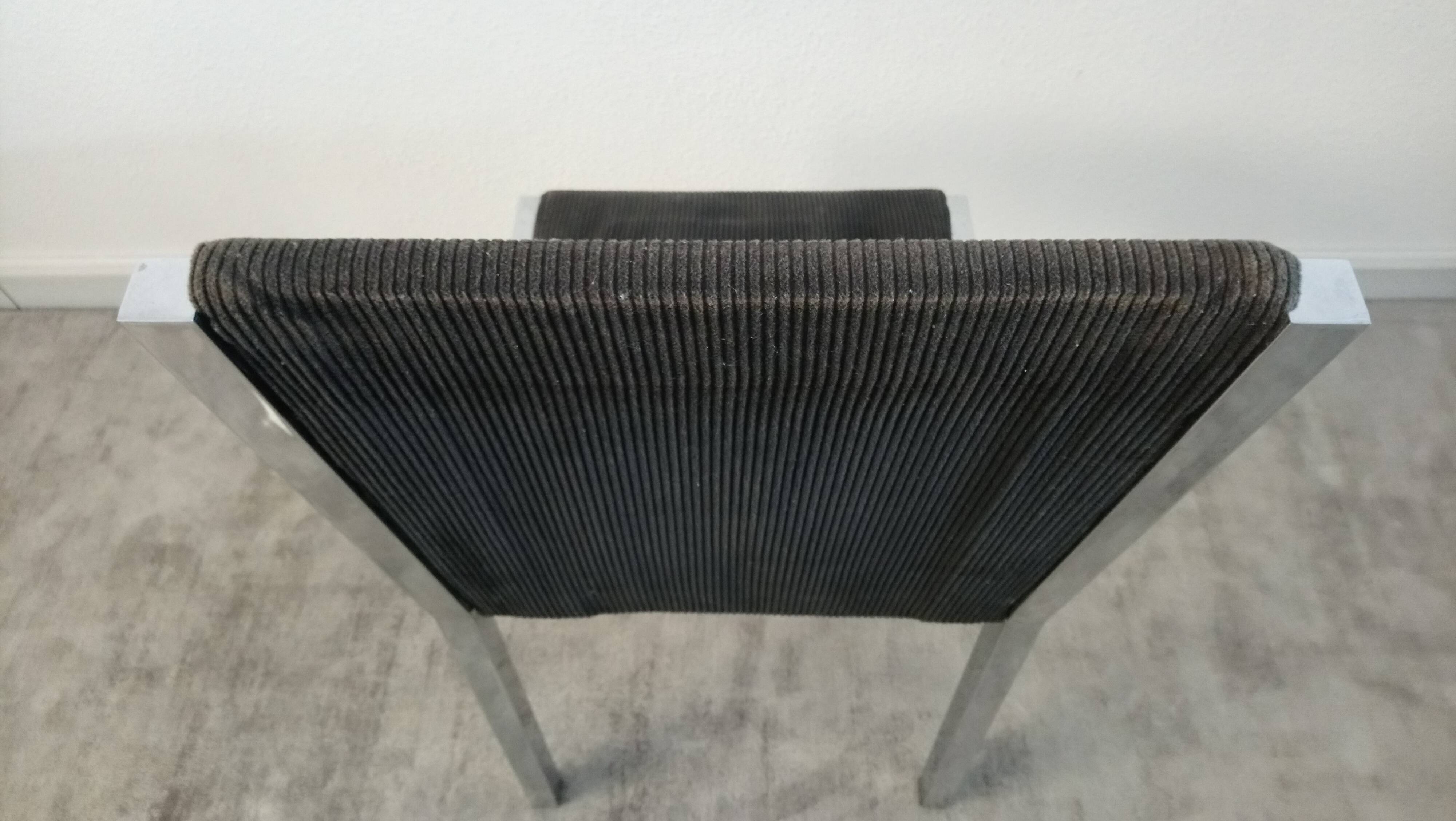 Set of 6 chairs Italian chrome and velvet black 70s