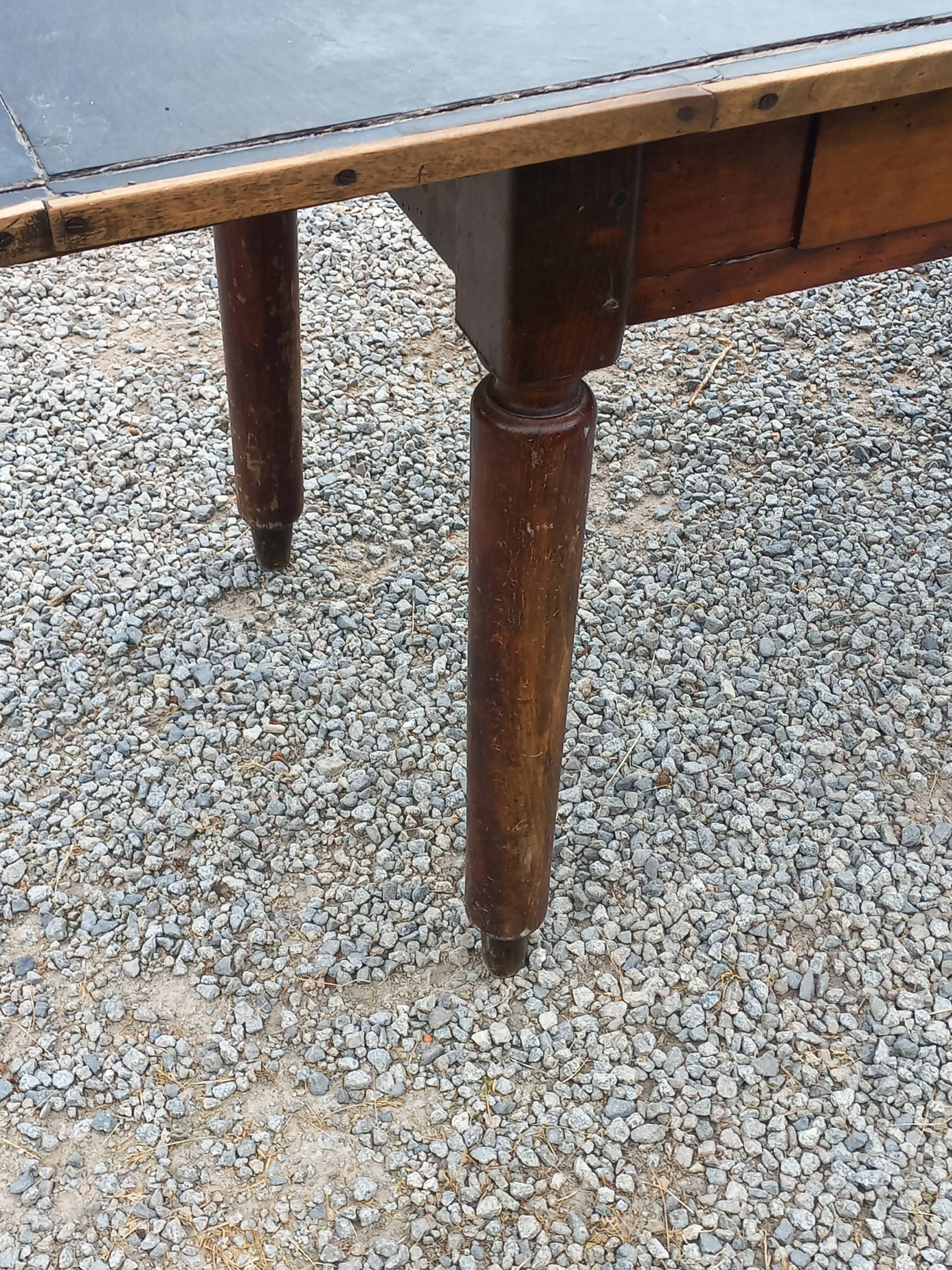 Farmhouse table, late 19th/early 20th century, 6 drawers, slate top 2