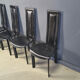 Vintage black leather dining chairs, set of 4, 1980s