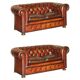 Paire de canapés Chesterfield antiques restaurés en cuir Boudreaux