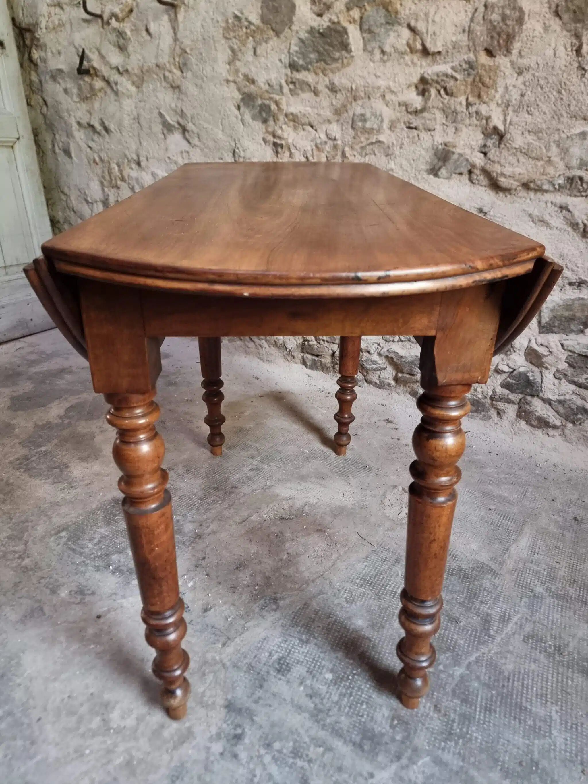 Antique French walnut folding dining table