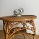 VINTAGE RATTAN SIDE TABLE PEACOCK PATTERN