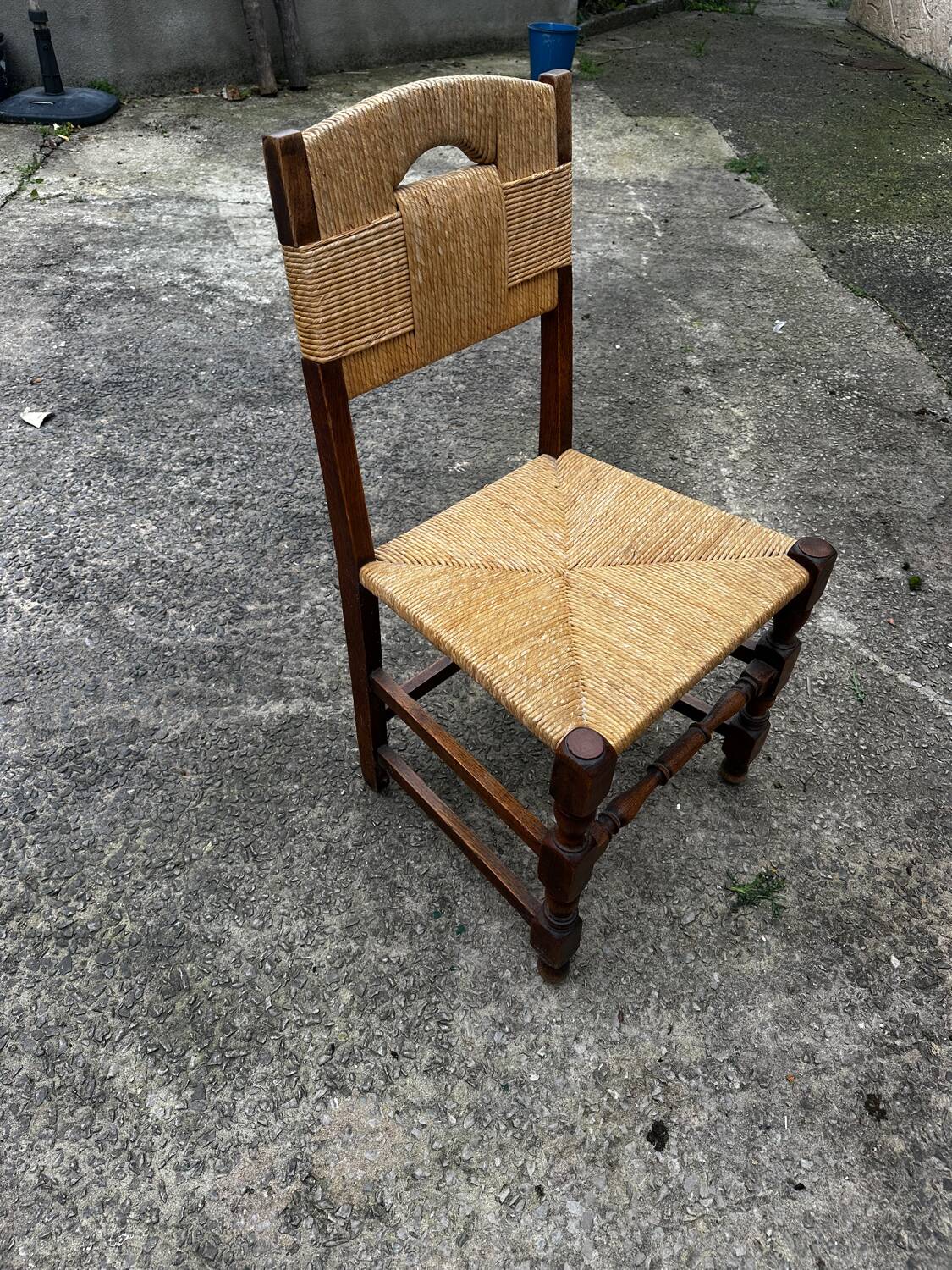 Set of 6 chairs and 2 armchairs, Brutalist style, 1950s