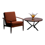 Mid-century easy chair in teak and cane circa 1970