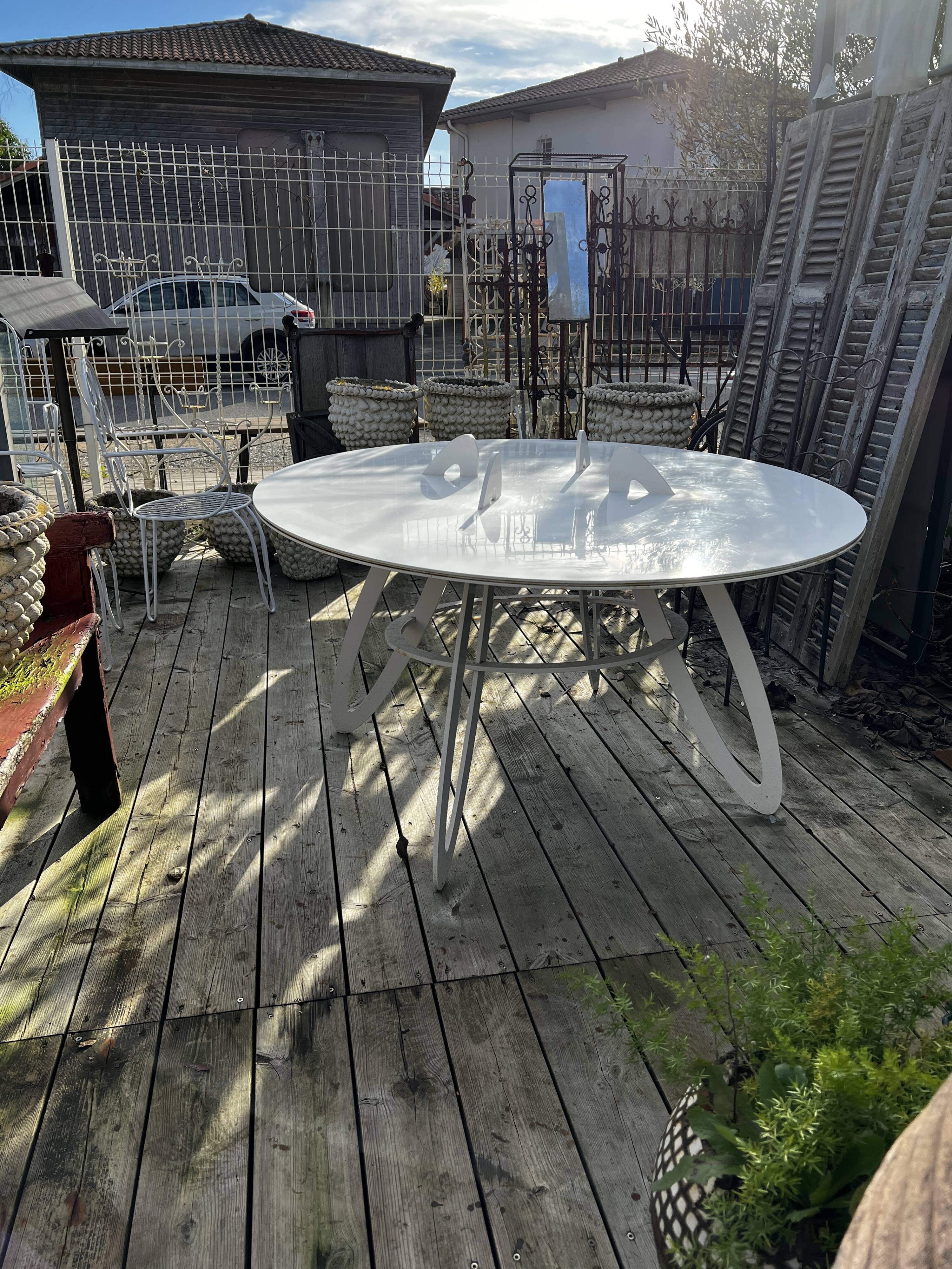 White metal table
