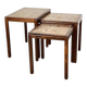 Danish nesting tables in rosewood and ceramic by Willy Ryomgard, Mo.