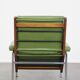 Green cowhide Leather and Wooden Vintage Armchair