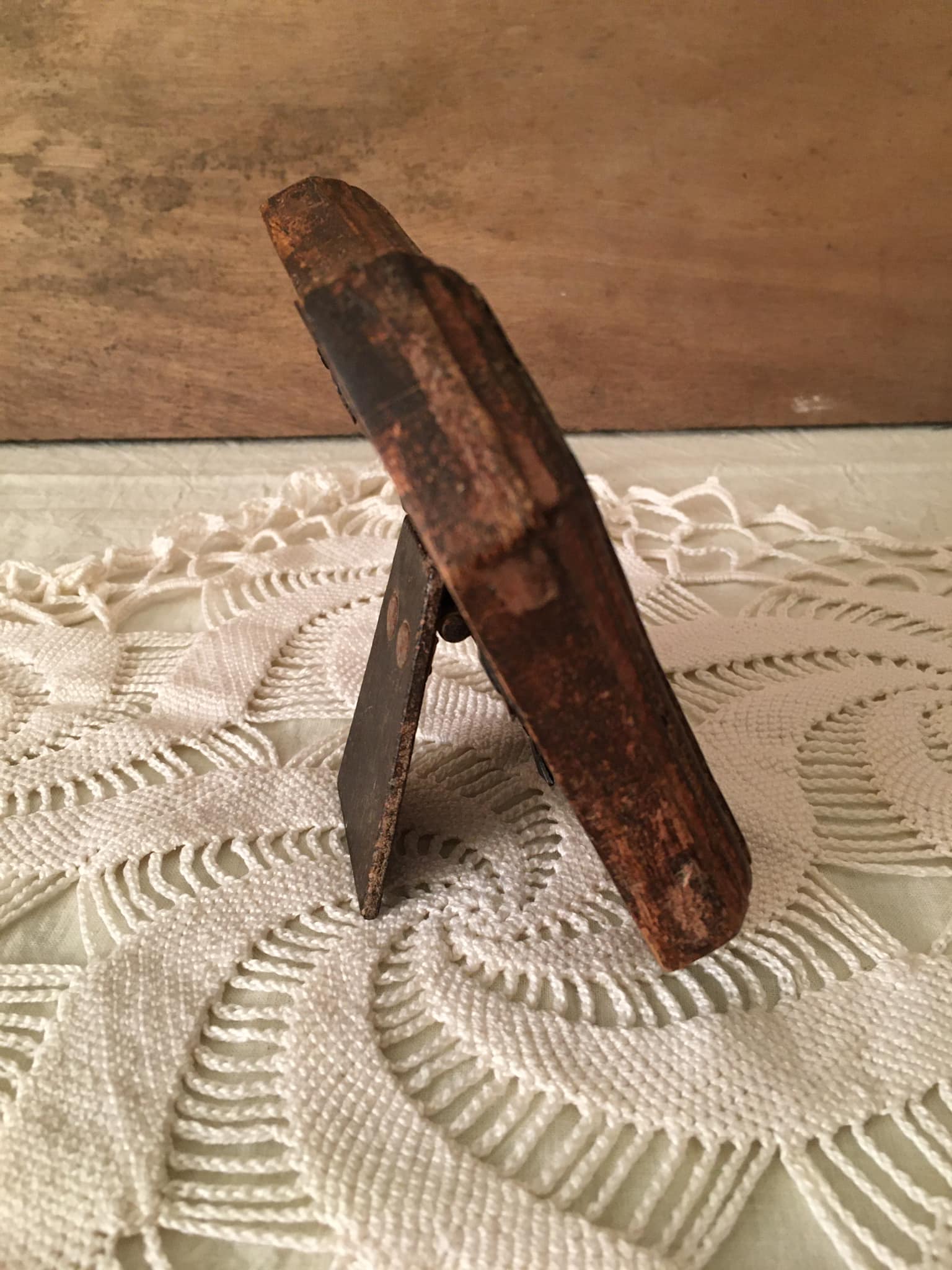 Photo frame in worked wood.