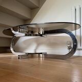 70s glass coffee table