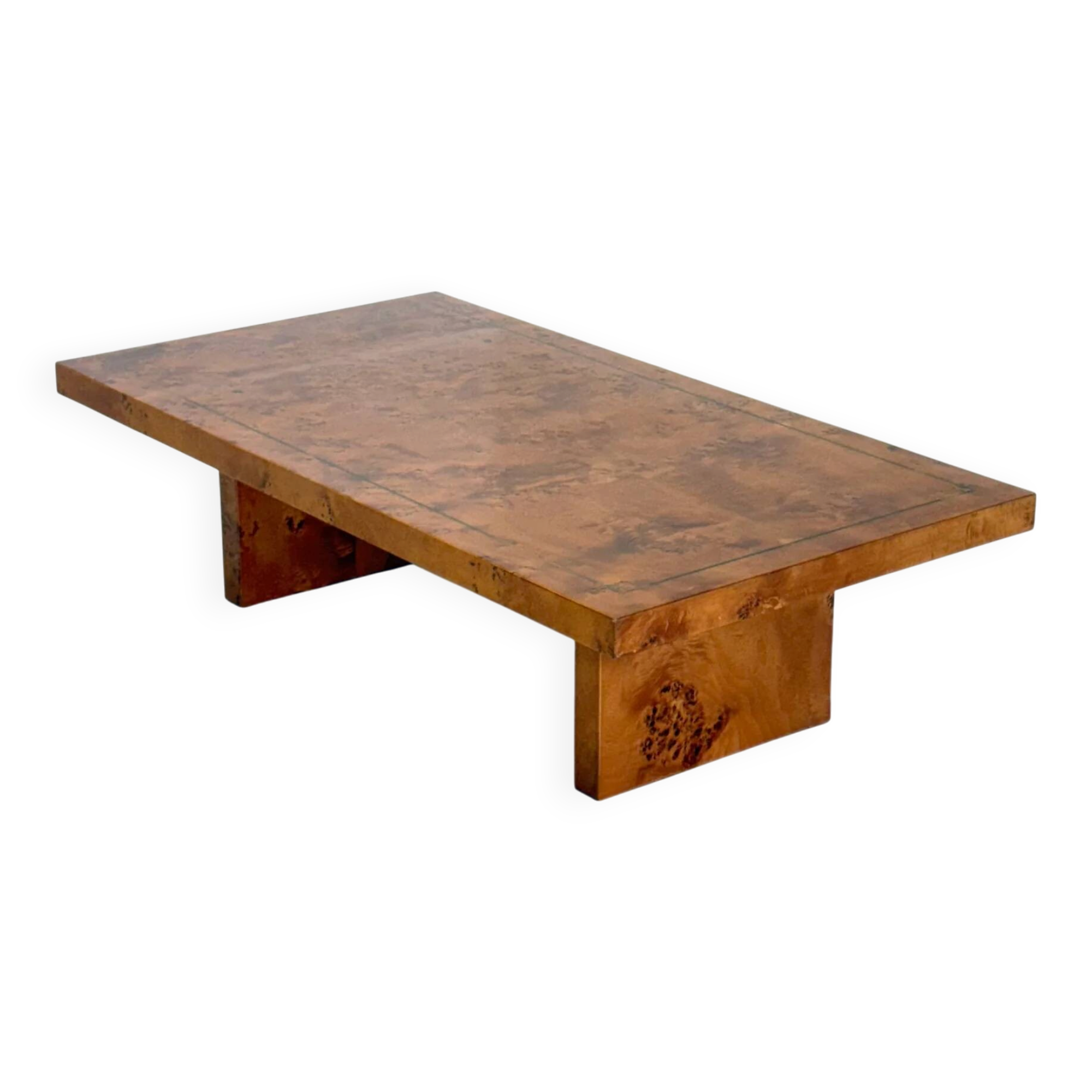 Vintage coffee table by Smania in burl wood