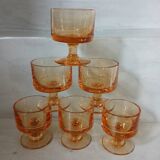 6 petits verres vintages oranges