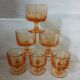 6 small vintage orange glasses