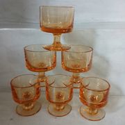 6 small vintage orange glasses