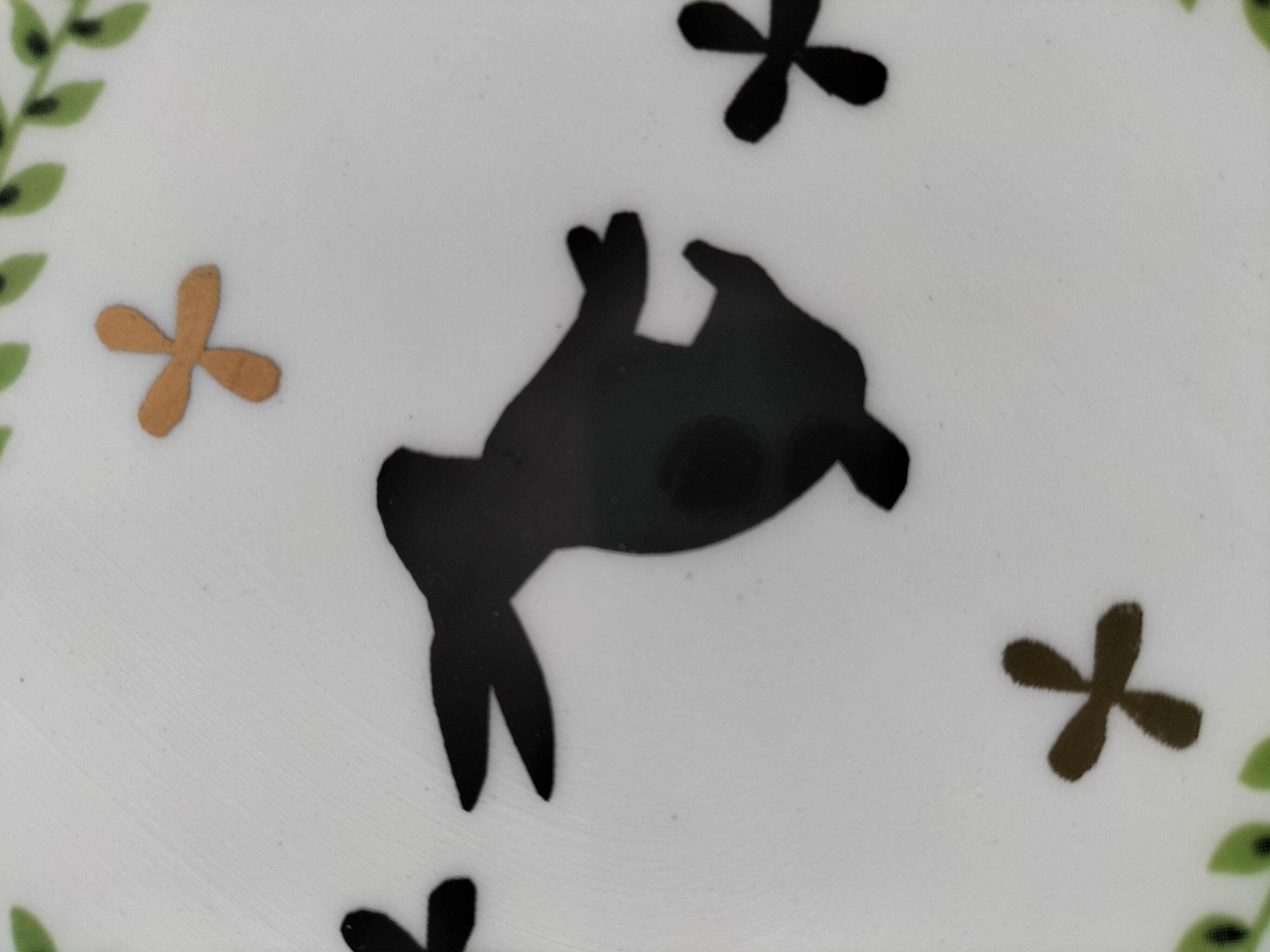 Large square dish RB Bernarda with animal decoration.