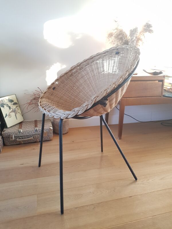 fauteuil corbeille en rotin
