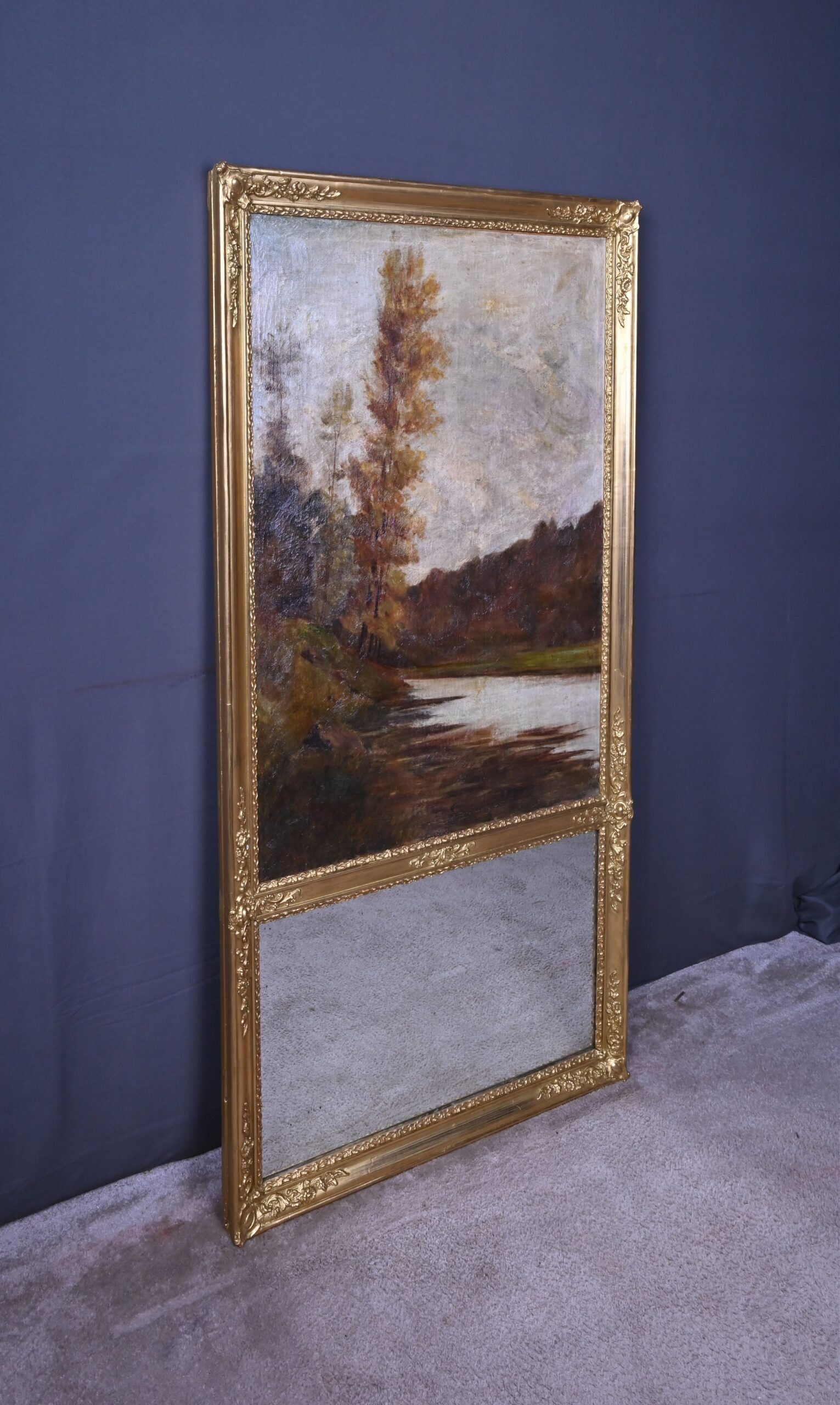 Golden wooden trumeau mirror, Louis XVI style – early 20th century