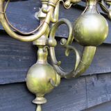 Appliques murales en laiton flamandes antiques à 4 branches 1920