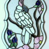 Handmade large window picture made of glass and metal, tiffany style, vintage