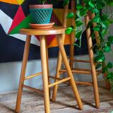 Vintage blond wooden stool