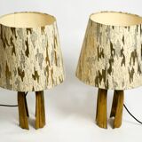 Pair of large extraordinary heavy Mid Century brass table lamps