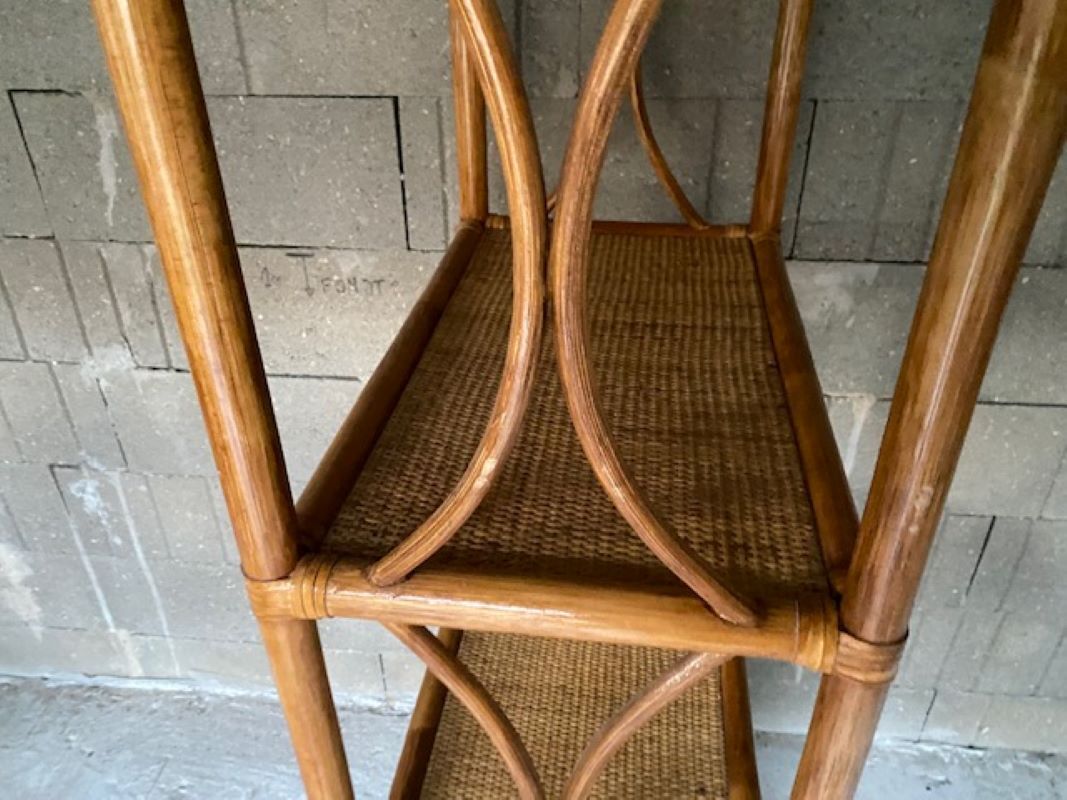 Vintage rattan bookcase 70s
