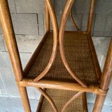 Vintage rattan bookcase 70s