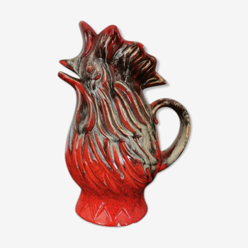 Pichet vase coq en céramique rouge