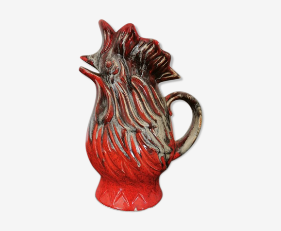 Pichet vase coq en céramique rouge