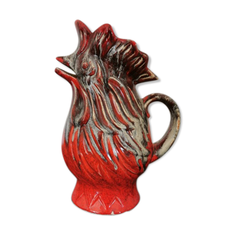 Red ceramic rooster pitcher/vase