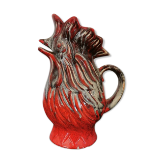 Pichet vase coq en céramique rouge