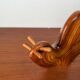 Large Danish carved wooden snail sculpture from the mid-century, 1960s.