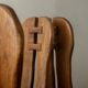 Brutalist Oak Dining Chairs Sculptural Backs by De Puydt, 1960s, Set of 4