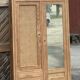 Vintage antique wardrobe in raw wood and cane: hanging space + shelves