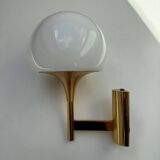 Gaetano Sciolari Vintage Brass & Opaline Glass Wall Lamp