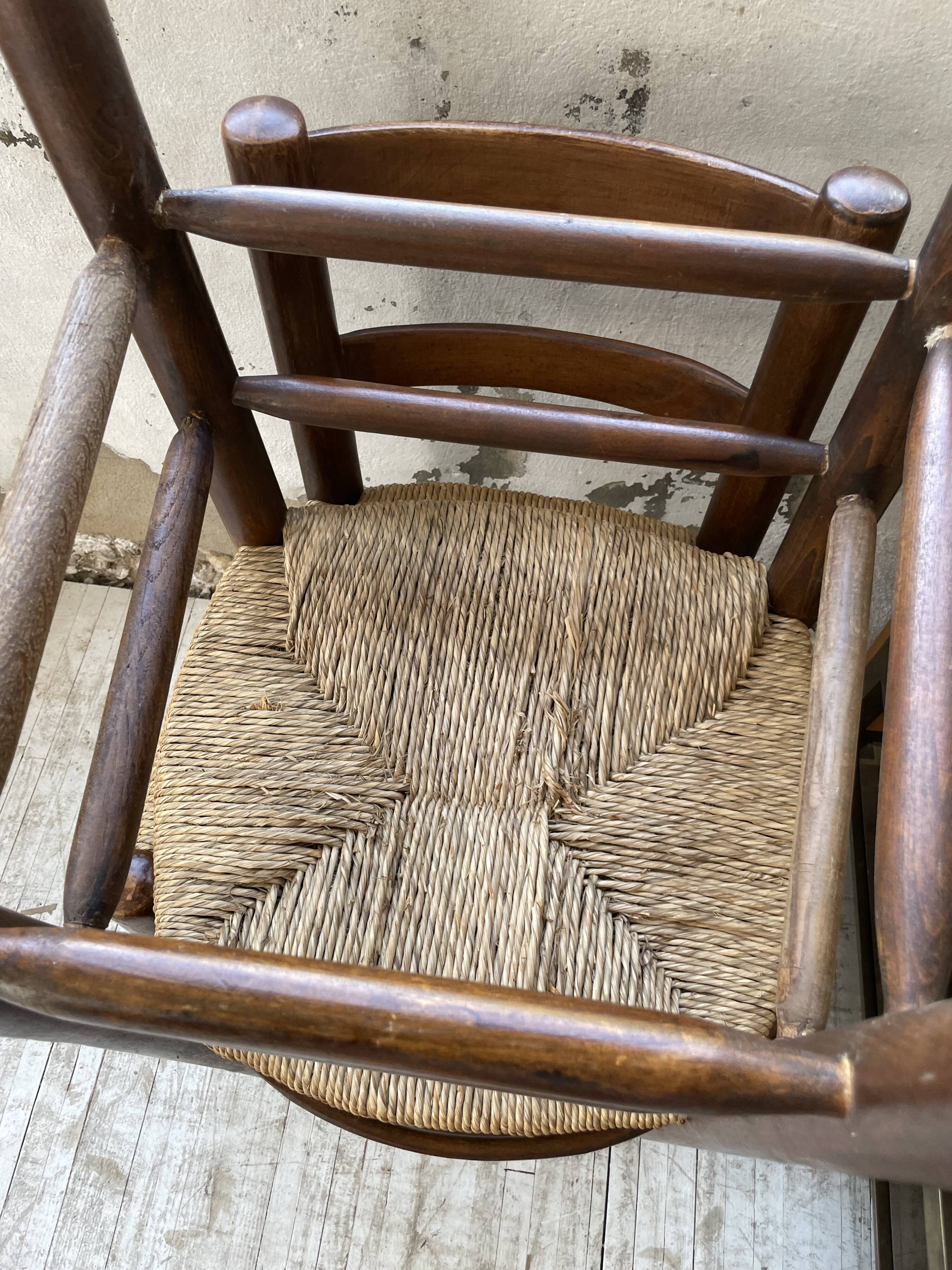 6 straw and oak chairs, mountain furniture