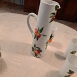 Set with orangeade 1 carafe and 5 glasses in opaline Orwal France