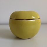Yellow glazed ceramic box in the shape of an apple, 1970